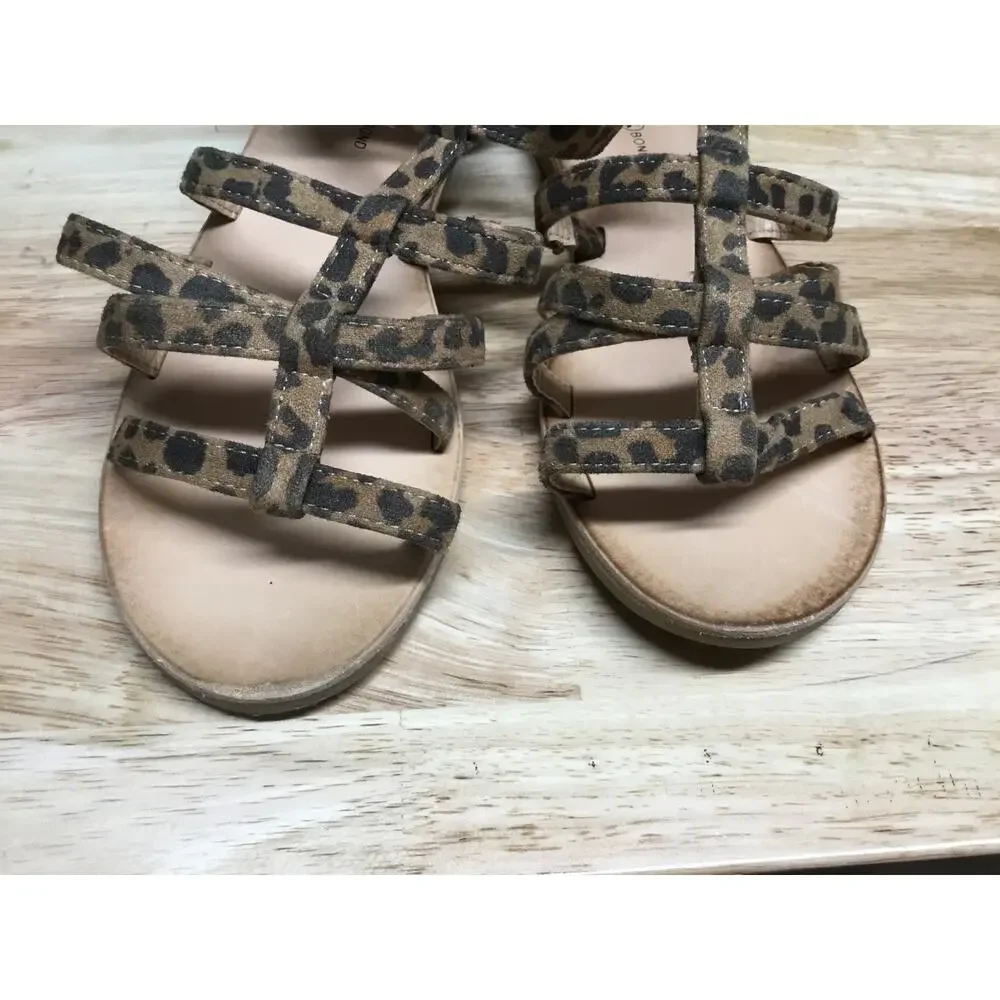 Treasure & Bond Alana Gladiator Sandals Girls 4 Brown Leopard Print Zip Closure